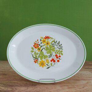 Vintage Johnson Brothers 1970's Oval Platter Shamrock Flower Meat Veggie Platter